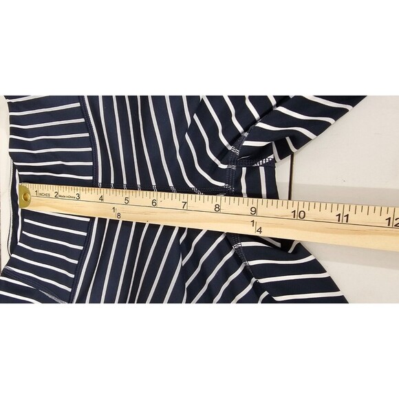 Athleta Womens Leggings Contender Powerlift 7/8 Pockets Navy Striped Yoga Gym XS - Picture 13 of 16